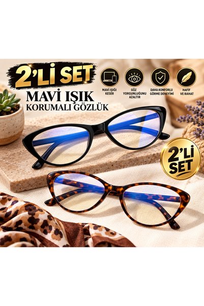 modamore MAVİ IŞIK KORUMALI 2li set cat eye model optik uyumlu