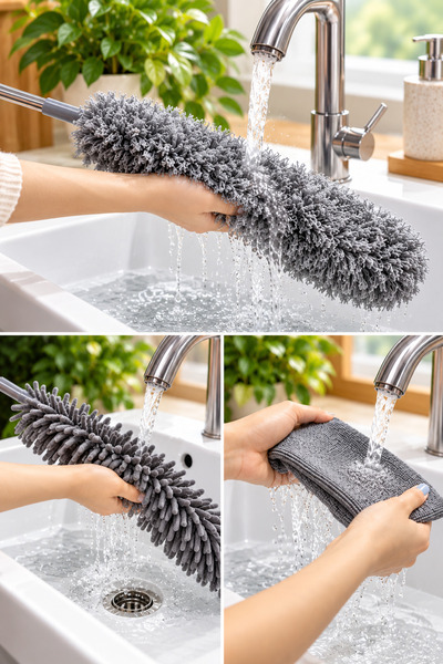 valletta Vesper 5 Parça Premium Mikrofiber Toz Alma Seti – 2,05 Metre Uzayabilen Teleskopik Saplı, Yıkanabilir Çok Amaçlı Temizlik Seti