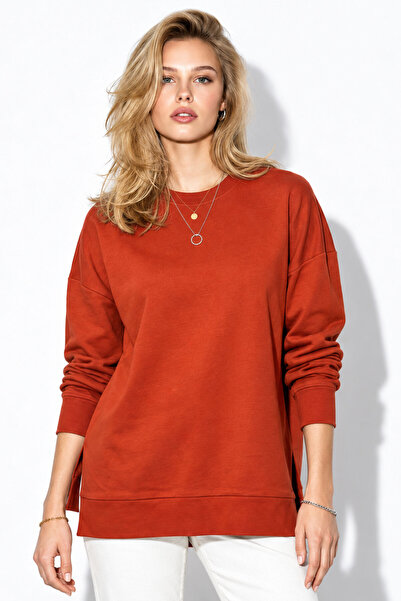 VENA Kadın Bisiklet Yaka Yanı Yırtmaçlı Regular Fit 3 İplik Sweatshirt %100 P...