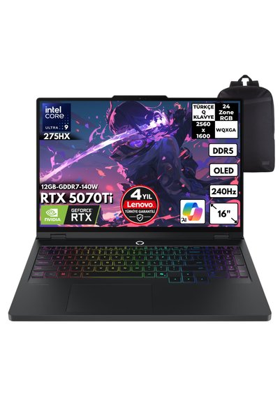 LENOVO Legion Pro5 16IAX10H U9-275HX 32GB 2TB RTX5070Ti 140W 16" Freedos +S.Ç...