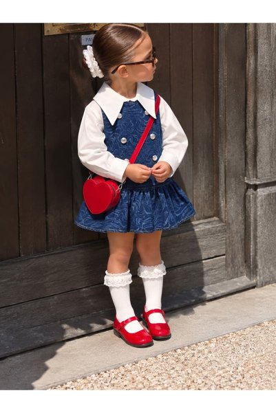 TINY BEAR Shirted Denim Gilet Set