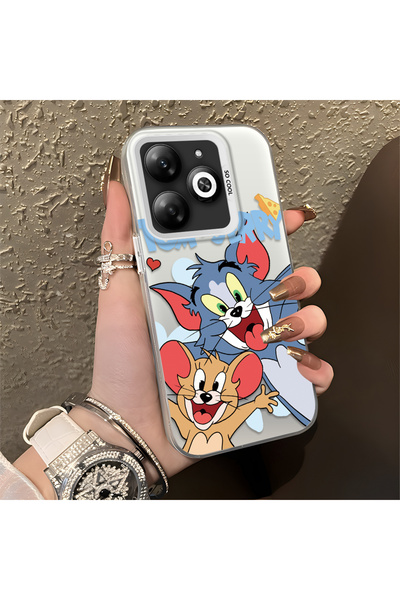 CHICASELUX حافظة Infinix Smart 8/8 Pro/8 Plus المتوافقة مع تصميم القط والماوس...
