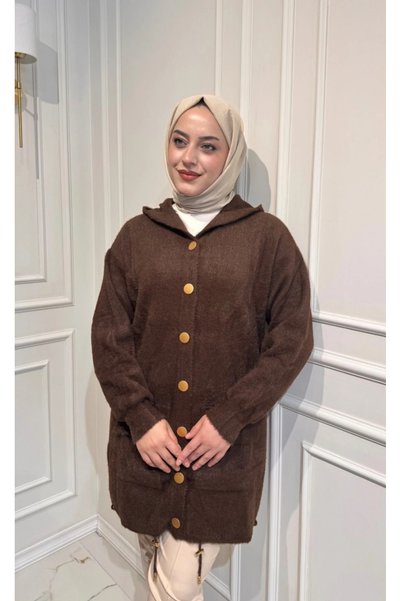 Nefise Tekstil Angora Kapşonlu Hırka