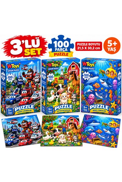 MAKETÇİNİZ 3 Adet 100 Parça Puzzle Set-3