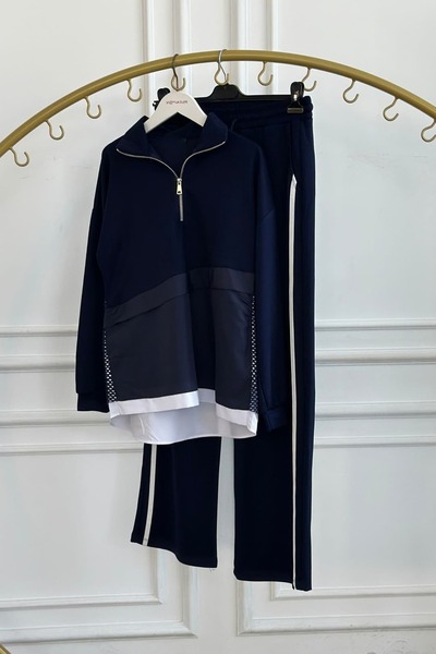 yb yağmur butik File Garnili Zippered Suit