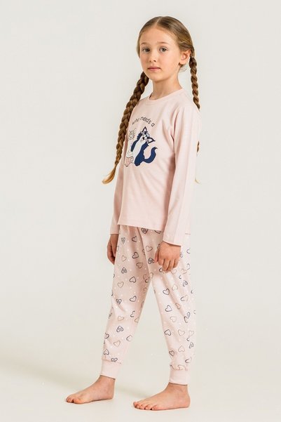 Rolypoly Girl Child 3-9 Years Old Mother-Daughter Patterned Pajama Set Powder
