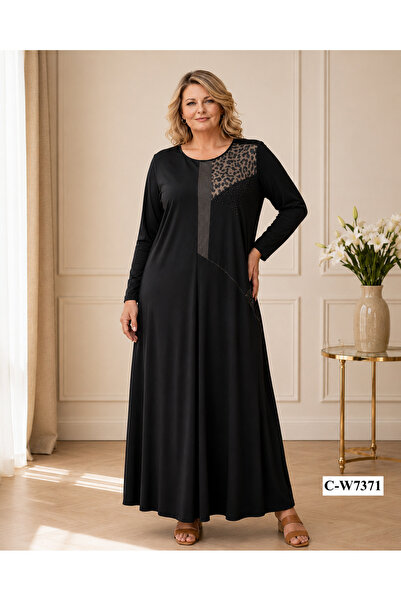 TUSSE Elegant Leather Detailed Crystal Viscose Flexible Non-Ironing Fabric Pl...