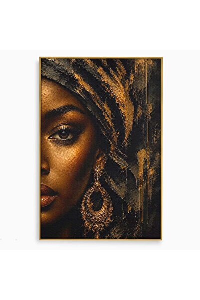Luxcanva Tablou Canvas Portret Regal African 80x120 cm cu Rama Auriu Turban F...