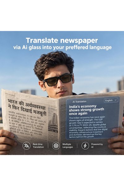 AIMB AI Smart Glasses for Men with Camera | Bluetooth Smart Goggles with Open-Ear Audio | Real-Time Translation