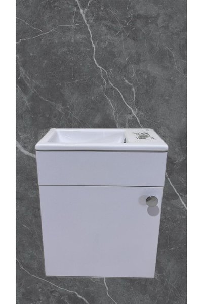 Turkuaz Mini Küçük Banyo, Tuvalet, Karavan Lavabo 24*42 cm (Banyo Dolabı Dahil)