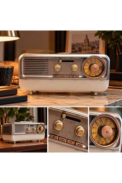 NB Concept MD-1314BT Retro Nostaljik Radyo ve Bluetooth Hoparlör LED Işıklı