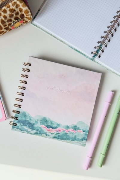 Martius Art 15X15 cm Square Copper Spiral Checkered Notepad / School Notebook Pastel Dreams