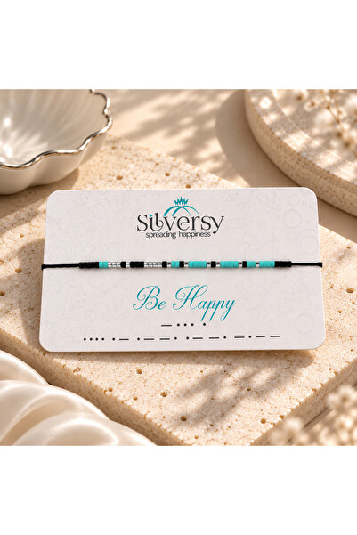 Generic Brand Brățara Cod Morse – BE HAPPY – Model Modern - mărgele placate c...