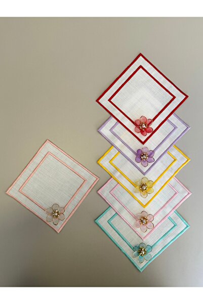 Nurhanhome 6 Pieces of Square Cocktail Presentation Napkins with Daisy Colorf...