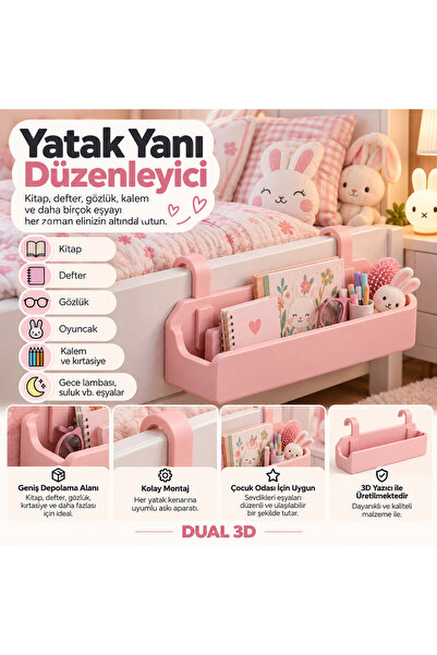DUAL 3D Yatak Yanı Düzenleyici | Askılı Yatak Kenarı Organizer | Çocuk Odası ...