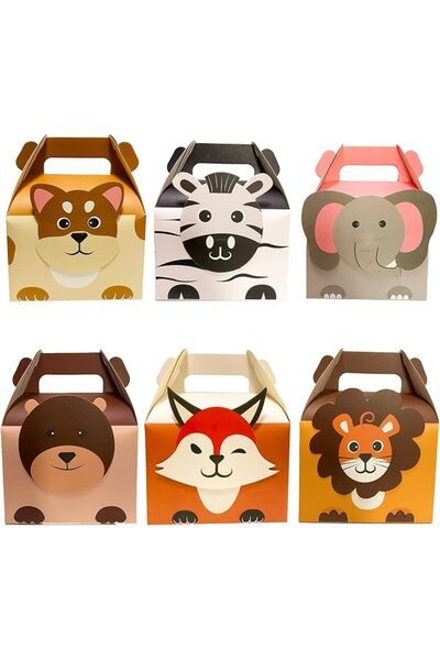 KASTWAVE 18 Pack Small Candy Treat Boxes, Treat Paper Boxes, Animal Theme Gab...