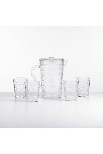 OEM Set 4 pahare 300 ml și carafă 2000 ml, plastic, design elegant, ideal pentru suc, apă sau limonadă, SHYE-5590-4