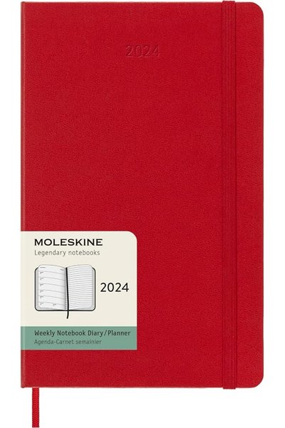 Moleskine مخطط أسبوعي 2024، 12 شهرًا، كبير الحجم، أخضر مرتل، غلاف صلب (5 × 8.25)