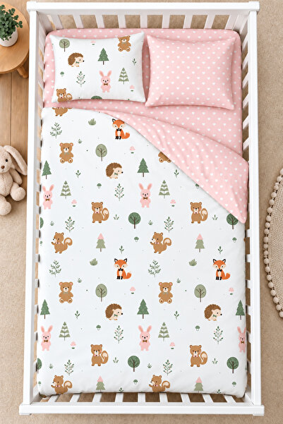 NazeninHome Pretty Animals 100% Cotton Ranforce Baby Duvet Cover Set
