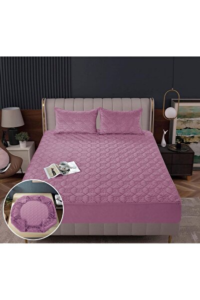 Truva Home Husa de Pat Catifea Tip Topper Matlasată | 180x200 cm | Cu Elastic...