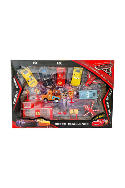 Generic Brand Set 6 mașinuțe Cars cu avion, elicopter și accesorii