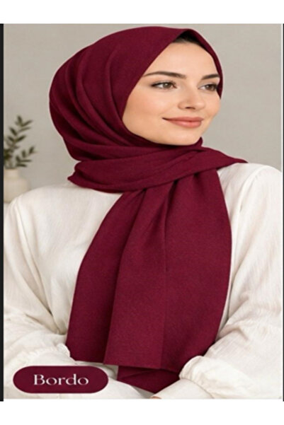 Nergis Lerrascarf Shawl Combed Cotton Special Stitched Long Seasonal Claret Red