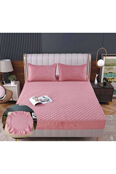 Truva Home Husa de Pat Catifea Tip Topper Matlasată | 160x200 cm | Cu Elastic...