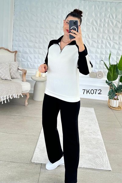 İnce Topuk Zippered Collar Modal Suit 7K072