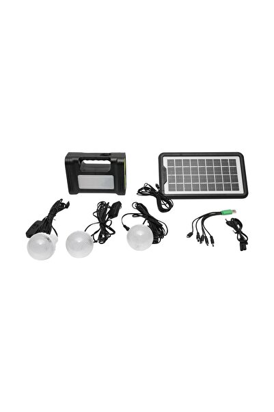 OEM Kit de iluminat LED portabil cu 3 becuri/proiector, panou solar și bateri...