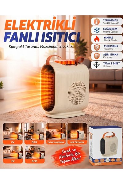 lstri 2000W Elektrikli Fanlı Isıtıcı Termostatlı, Termik Kesicili, Soğuk Hava Özellikli Dikey ve Yatay Kullanılanımına Uygun