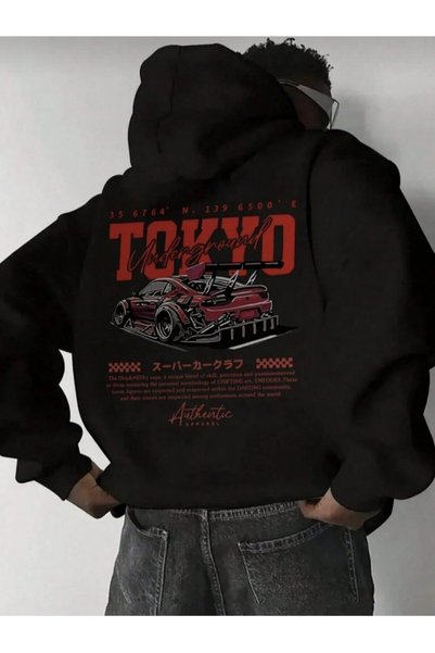 Erkek 3 İplik Kaliteli Kumaş Oversize Hoodie Kalın Premium Kapüşonlu Sweatshirt