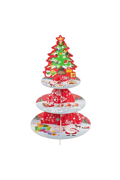 DD SHOP Suport din Carton cu 3 Nivele Brad de Craciun pentru Prajituri 38cm