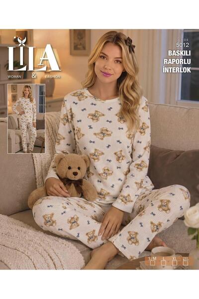 Lila "lila Woman & Fashion Code 5012 Ayıcıklı Baskılı Raporlu Interlok" Kadın...