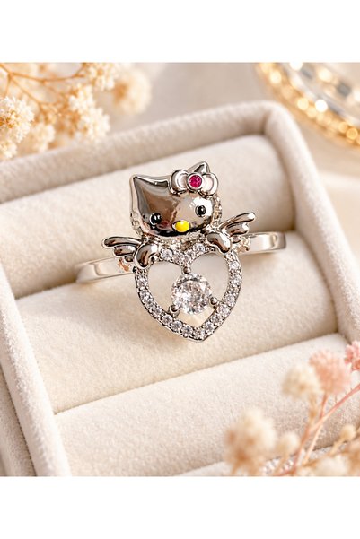 shop HELLO KITTY AYARLANABİLİR GÜMÜŞ TAŞLI YÜZÜK