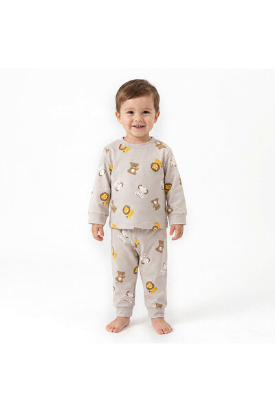 ebebek Hello Baby HelloBaby Erkek Bebek Pijama Takımı Hayvan Baskılı Çıtçıtlı...
