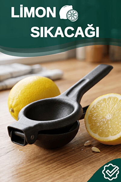 Elif Türkan Demir Döküm Narenciye ve Limon Sıkacağı 20 cm Mat Siyah Pratik Mu...