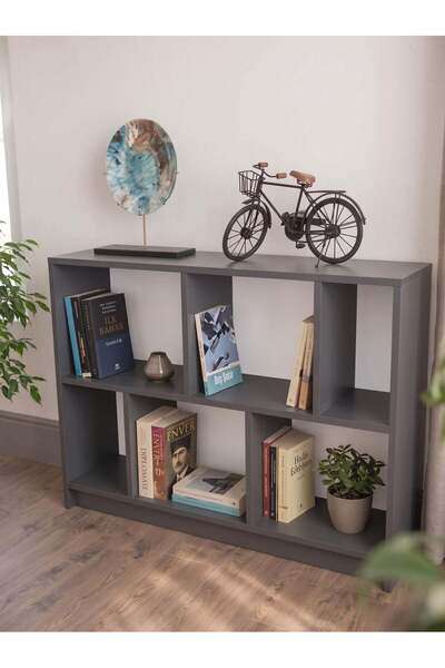 GaniHome Linea Vista Modern Kitaplık Çok Amaçlı Raflı Dosya ve Kitap Rafı Ant...