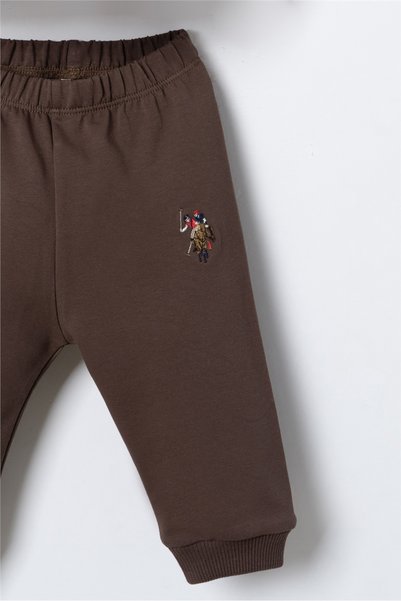 U.S. Polo Assn. Baby Boy Printed Green Long Sleeve Tracksuit Set 6-36 Months Beige