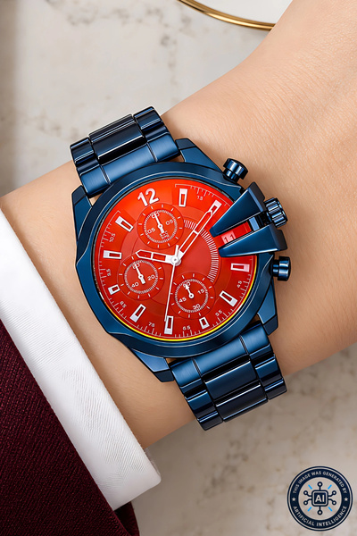 COMMES Blue Color Steel Cord Steel Case, Colorful Glass Women's Wristwatch Sdcms1106