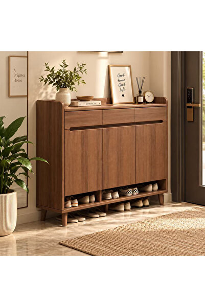 KEKE Modern Wooden Shoe Rack Cabinet with Multiple Storage Compartments, Free...
