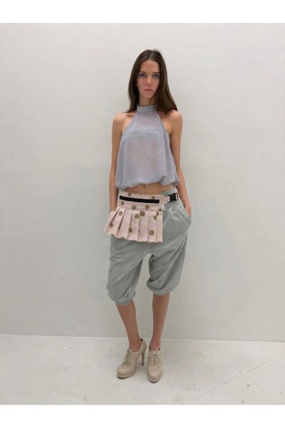 Lems Studio Bag Pleated Waist Bag with Skirt Look and Polka Dots