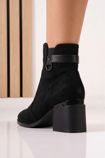 Zaira Botine dama vatuite negre din piele ecologica intoarsa Lucile #30549 - 40