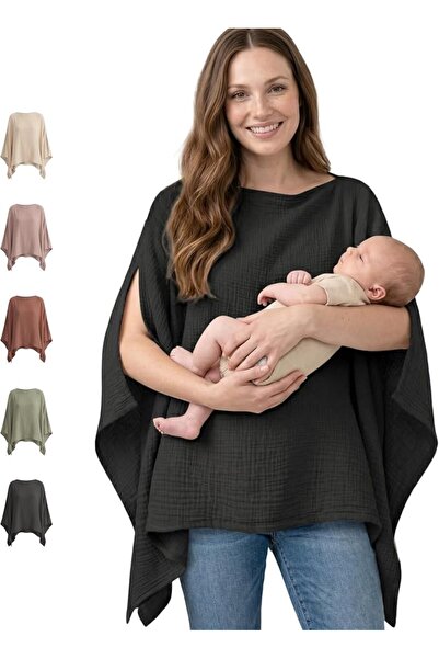 Konssy Muslin Nursing Cover for Women, 360° Full Privacy Poncho