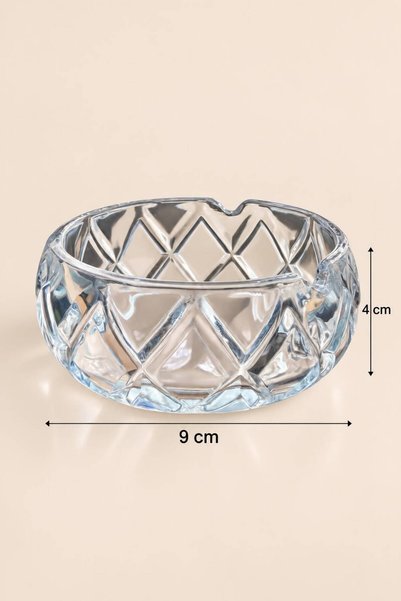 Bev Kitchen Crystal Glass Cut Pattern Ashtray 9*4 cm 2 Pieces