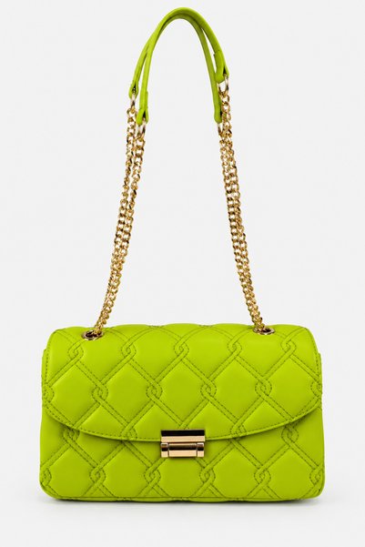 birizmoda Laila Women's Stitched Chain Strap Hand and Shoulder Bag-Pistachio Green