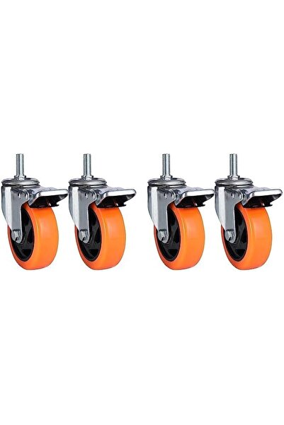 Bmb Tools PVC Caster 2 Piece 100mm Yellow - Swivel with Brake - Screw M12x30m...