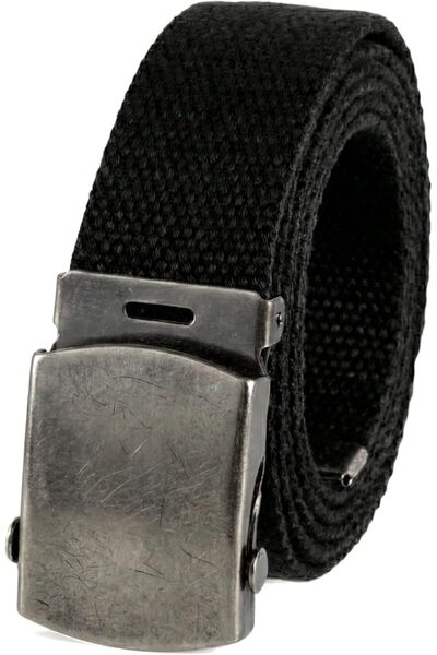 BCOVERART 'Canvas Web Belt Military Style Antique Silver Buckle/Tip Solid Col...