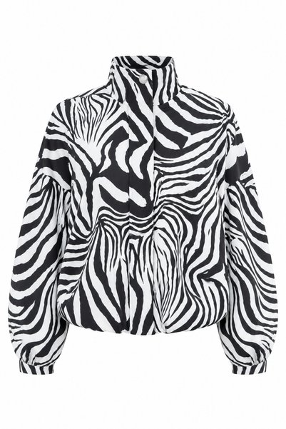 NET OF NOT New Season Stand Collar Zebra Patterned Bomber Coat Jacket