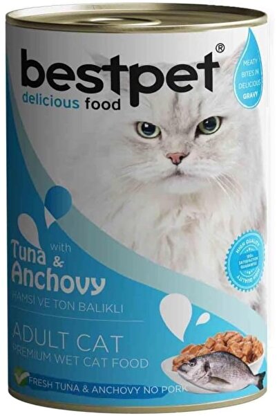 Bestpet Adult Cat Wet Food with Fresh Tuna and Anchovy Chunks and Sauce, 400g