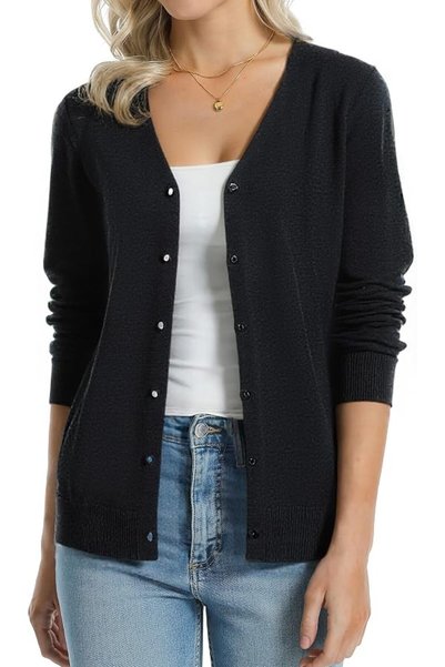 GENERAL QUALFORT Women's 100% Cotton Lightweight Cardigans Long Sleeve Knitte...